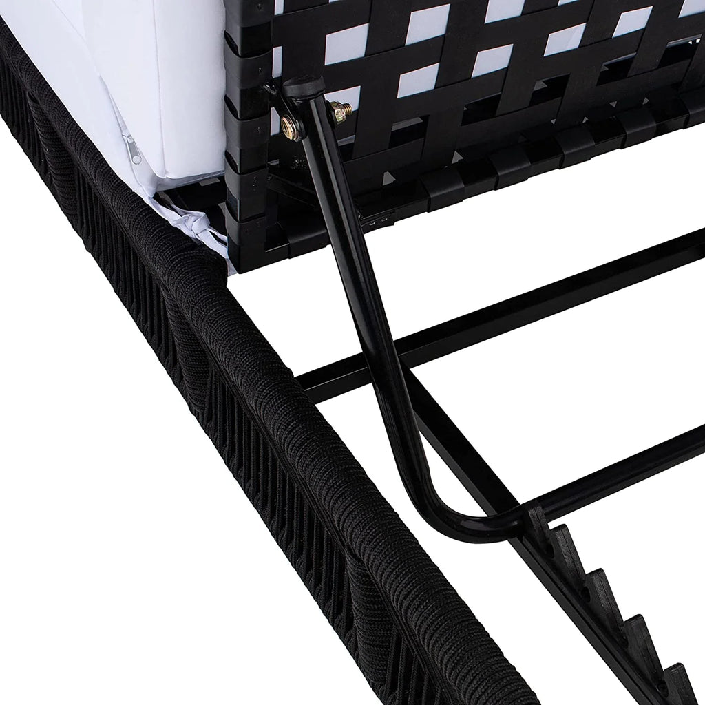 Virasat Outdoor Swimming Poolside Lounger (Black) Braided & Rope-VIRASAT FURNITURE & FURNISHING
