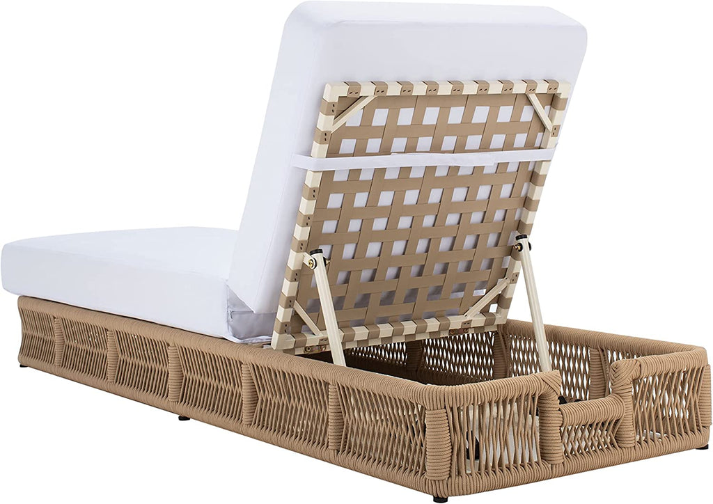 Virasat Outdoor Swimming Poolside Lounger (Tan) Braided & Rope-VIRASAT FURNITURE & FURNISHING