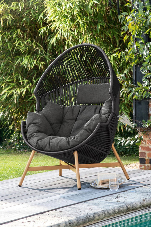 Virasat Single Seater Swing Basket For Balcony & Garden (Black)-VIRASAT FURNITURE & FURNISHING