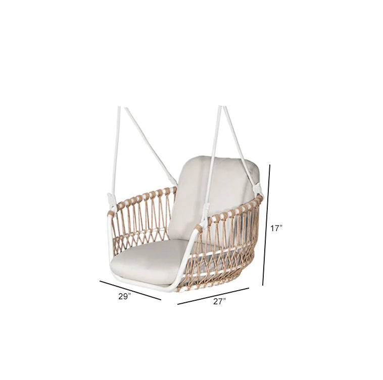 VIRASAT FURNITURE TRESSO SINGLE SEATER HANGING SWING WITHOUT STAND FOR BALCONY & GARDEN SWING (TAN) BRAIDED & ROPE