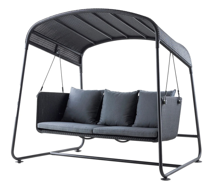 Virasat Akay Three Seater Hanging Swing With Stand For Balcony , Garden Swing (Black)