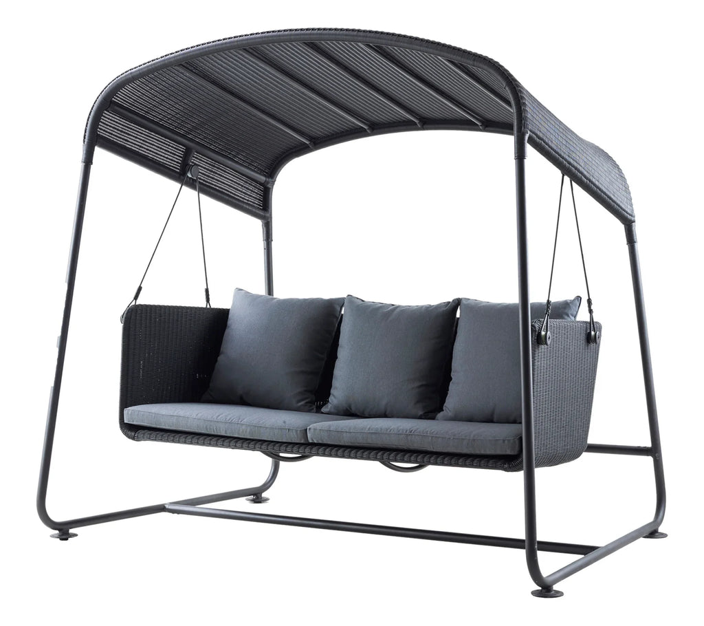 Virasat Three Seater Hanging Swing With Stand Black-VIRASAT FURNITURE & FURNISHING