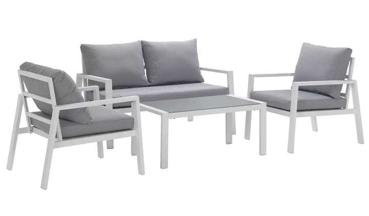 Virasat Dona Outdoor Sofa Set 2 Seater, 2 Single seater and 1 Center Table (White + Grey)