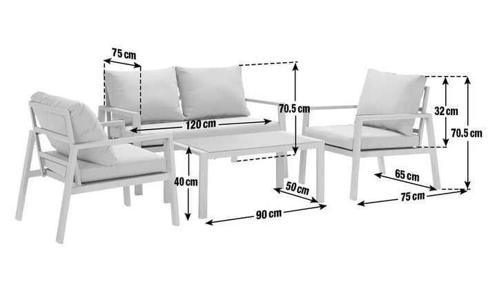 Virasat Dona Outdoor Sofa Set 2 Seater, 2 Single seater and 1 Center Table (White + Grey)