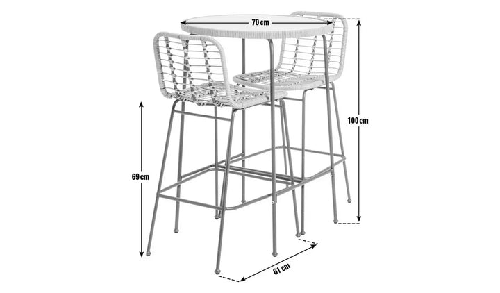 Virasat Andrew Outdoor Bar Sets 2 Chairs and 1 Table (Honey + Dark Grey)