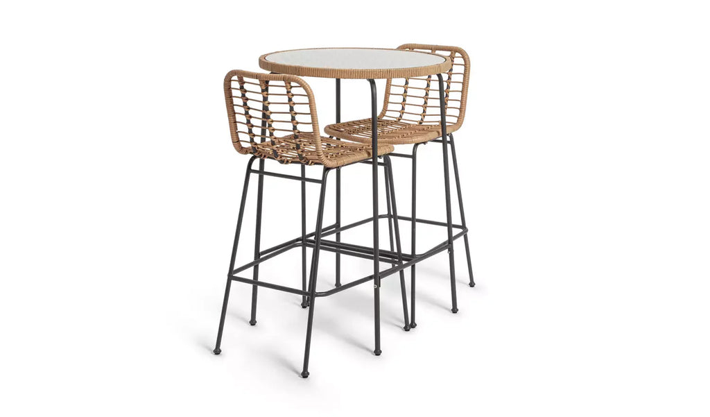 Virasat Outdoor Bar Sets 2 Chairs and 1 Table (Honey + Dark Grey)-VIRASAT FURNITURE & FURNISHING