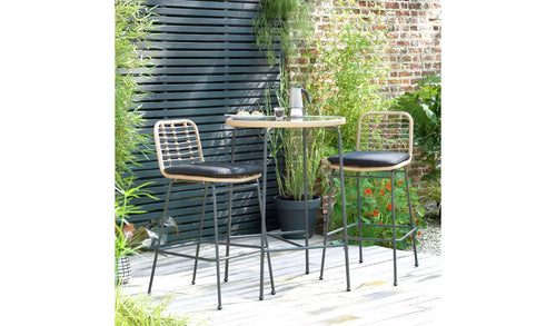 Virasat Outdoor Bar Sets 2 Chairs and 1 Table (Honey + Dark Grey)-VIRASAT FURNITURE & FURNISHING