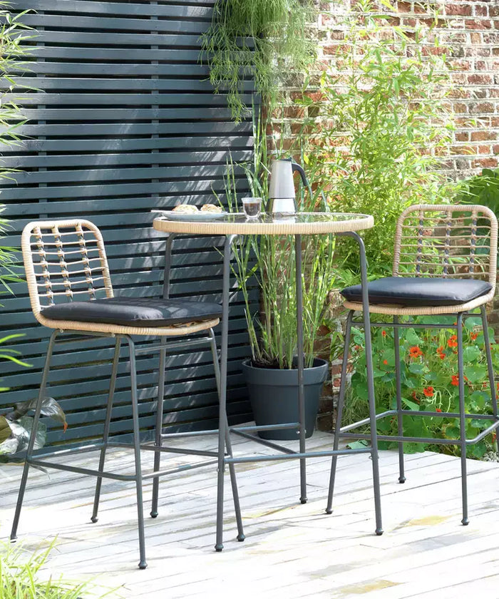 Virasat Outdoor Bar Sets 2 Chairs and 1 Table (Honey + Dark Grey)-VIRASAT FURNITURE & FURNISHING
