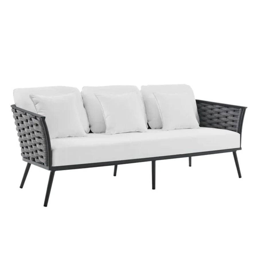 VIRASAT FURNITURE 6-PIECE OUTDOOR ROPE SOFA SET 6-SEATER (GREY & WHITE)