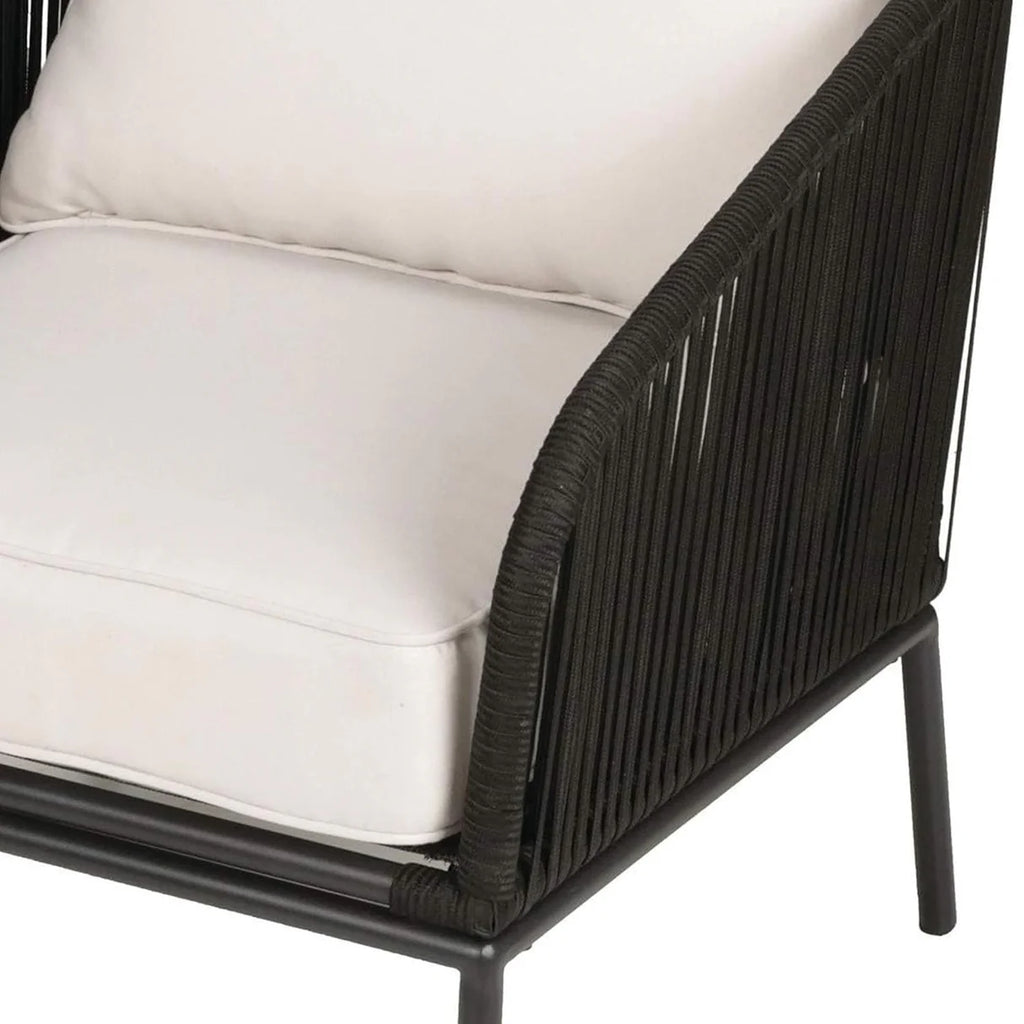 VIRASAT FURNITURE 3 Piece Outdoor Rope Bistro Set (Black & White)
