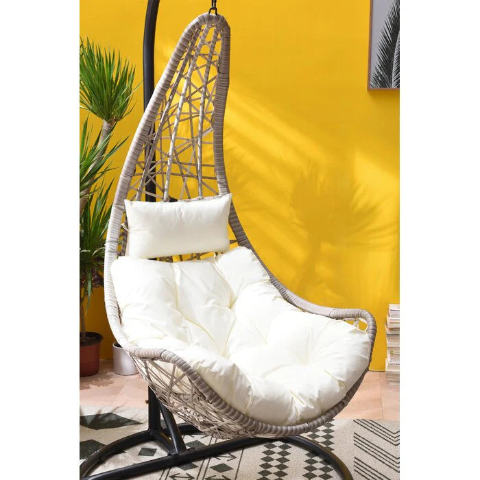 Virasat Single Seater Hanging Swing With Stand For Balcony, Garden Swing (Sea shell)-VIRASAT FURNITURE & FURNISHING