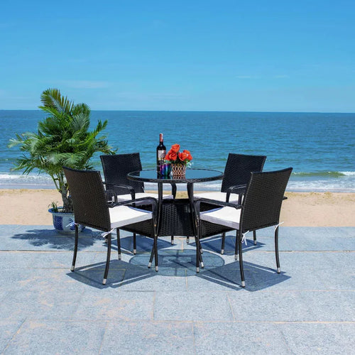 Virasat Outdoor Patio Seating Set 4 Chairs and 1 Table Set (Black)-VIRASAT FURNITURE & FURNISHING