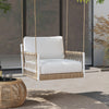 VIRASAT FURNITURE ULEK SINGLE SEATER HANGING SWING WITHOUT STAND FOR BALCONY & GARDEN SWING (WHITE + TAN) BRAIDED & ROPE