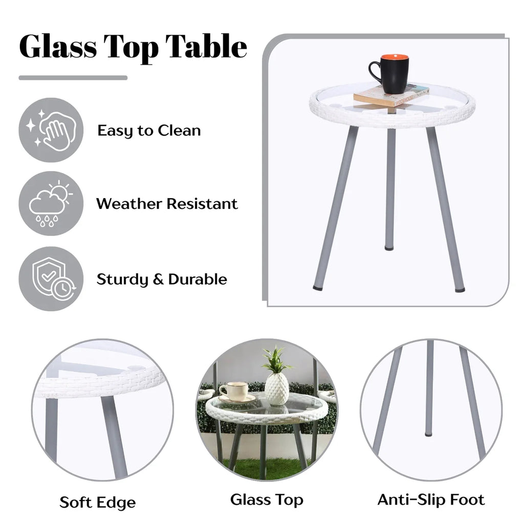 VIRASAT FURNITURE 3-Piece Outdoor White Wicker Patio Set
