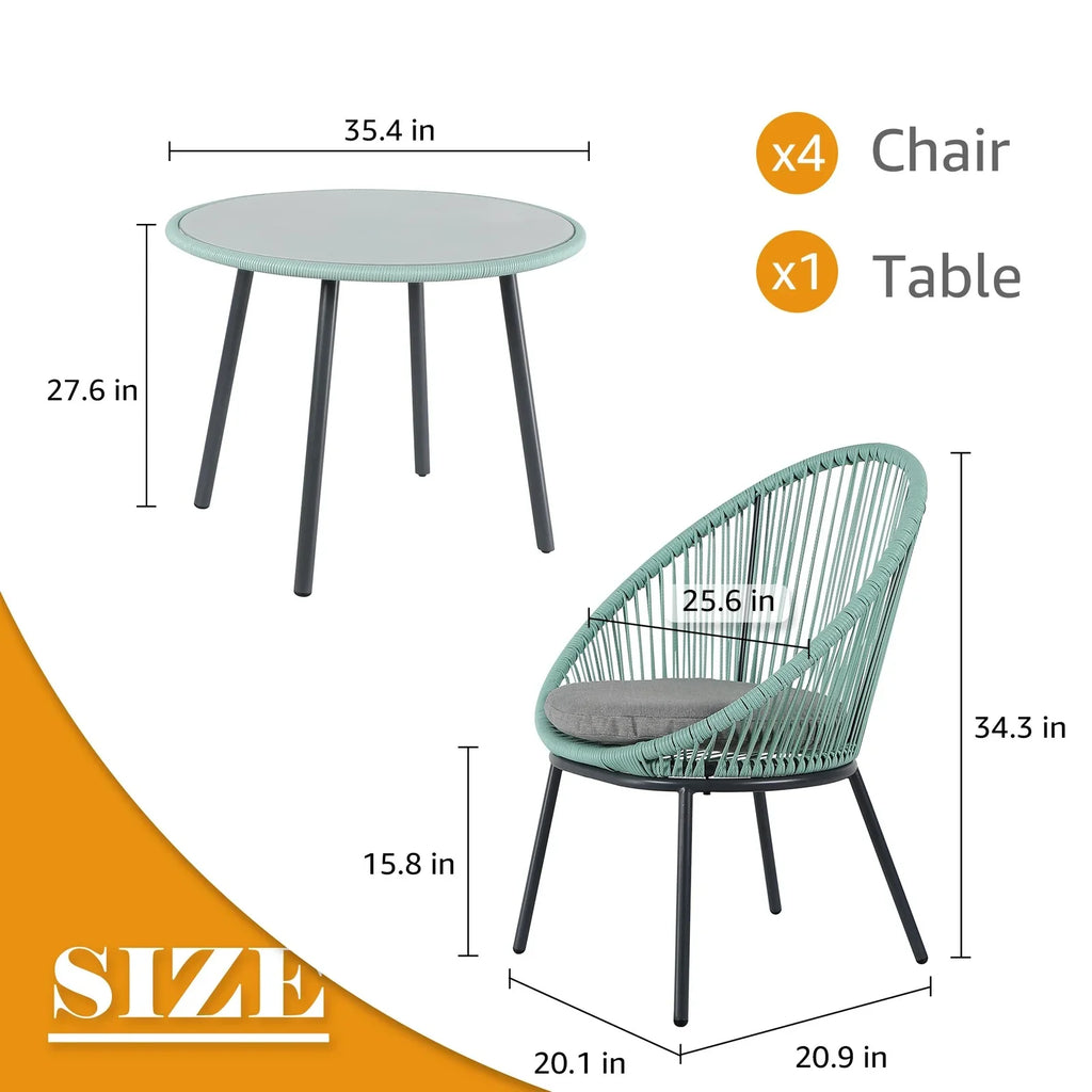 Virasat Outdoor Patio Seating Set 4 Chairs and 1 Table Set (Turquoise)-VIRASAT FURNITURE & FURNISHING