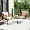 VIRASAT FURNITURE OUTDOOR ROPE PATIO SET WITH GLASS TOP TABLE (BEIGE & OFF-WHITE)