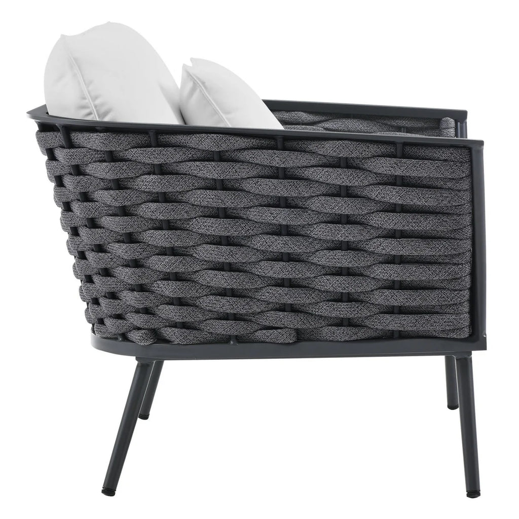 VIRASAT FURNITURE Outdoor Rope 3-Piece Patio Set With Wooden Top Table