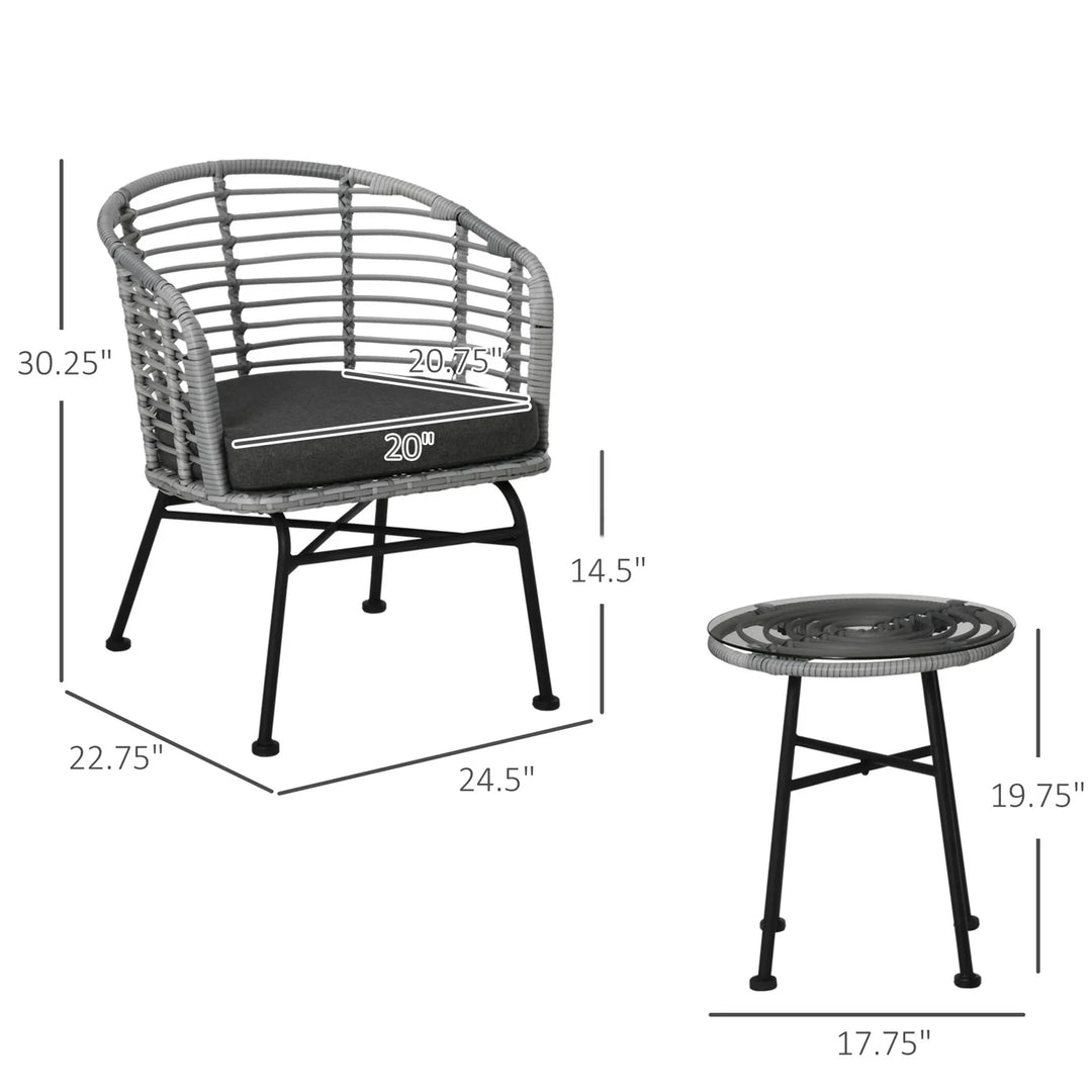 Virasat Apto Outdoor Patio Seating Set 2 Chairs and 1 Table Set (Grey)