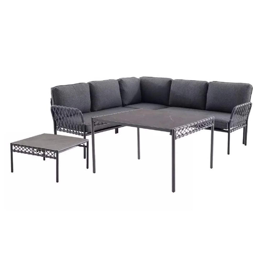 VIRASAT FURNITURE L-SHAPE OUTDOOR ROPE SOFA SET 6-SEATER (GREY)