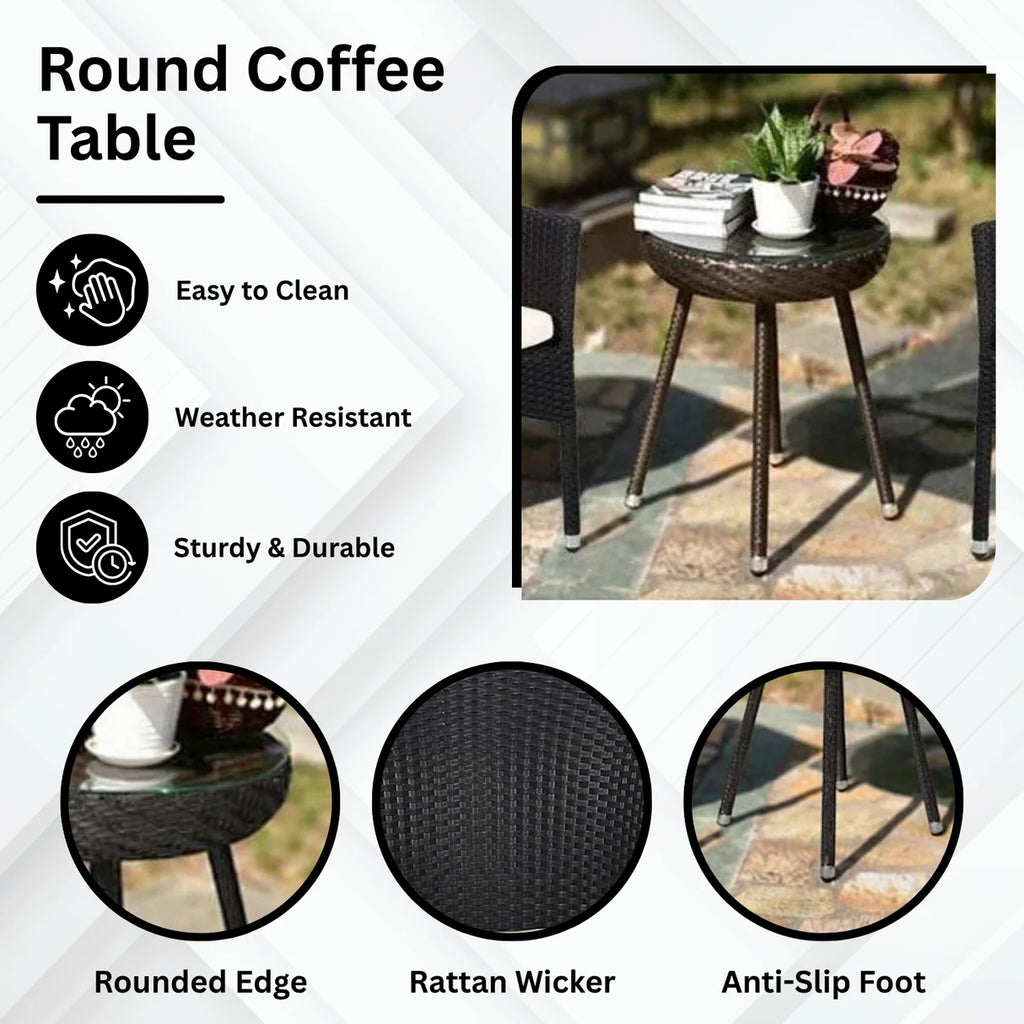 VIRASAT FURNITURE 3-Piece Outdoor Rattan Wicker Patio Set