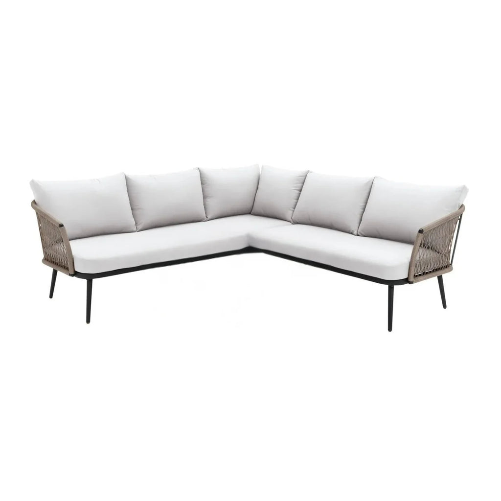 VIRASAT FURNITURE 5 SEATER L-SHAPE OUTDOOR HANDWOVEN ROPE SOFA SET (ALL-WEATHER)