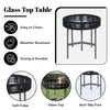 VIRASAT FURNITURE 3-Piece Black Rope Outdoor Patio Set with Cushions & Center Table