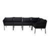 VIRASAT FURNITURE 6 SEATER L-SHAPE OUTDOOR BLACK ROPE SOFA SET
