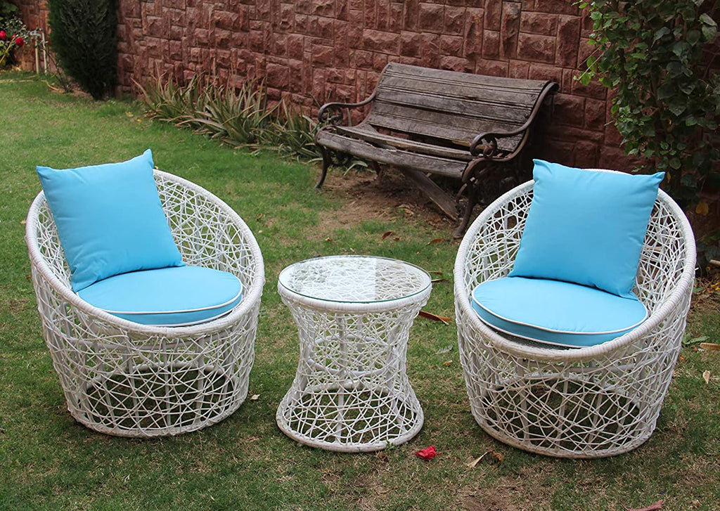 Virasat Outdoor Patio Seating Set 2 Chairs and 1 Table Set (White)-VIRASAT FURNITURE & FURNISHING