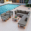 VIRASAT FURNITURE OUTDOOR ROPE SOFA SET 7-SEATER WITH OTTOMAN & CENTER TABLE (GREY)