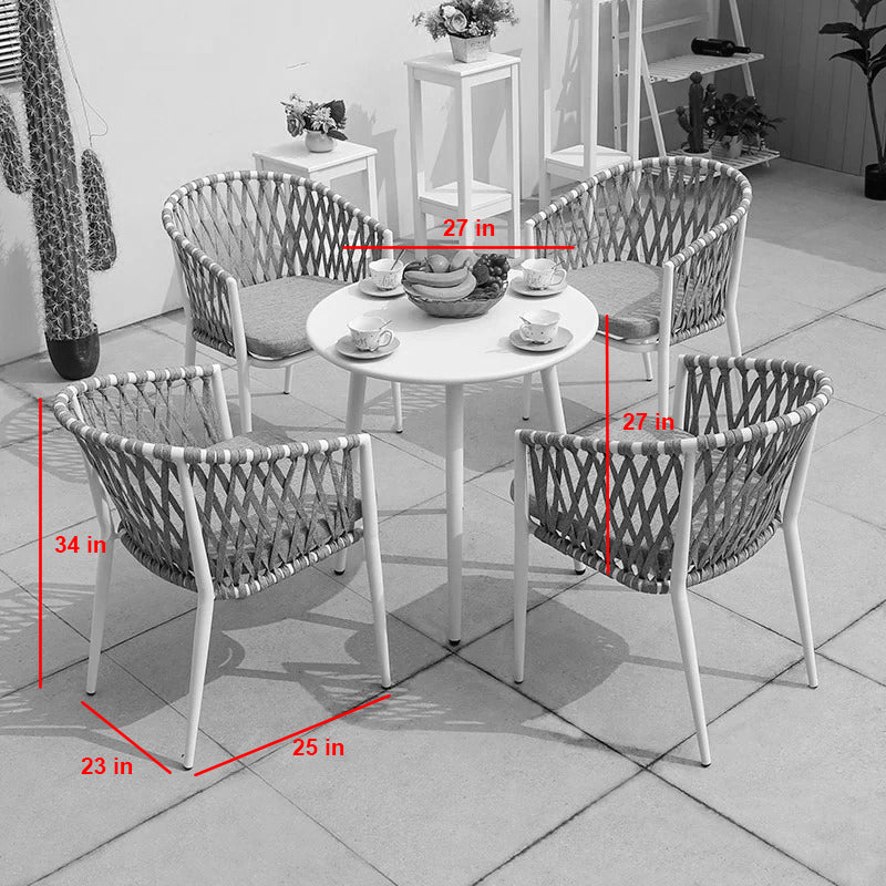 Virasat Outdoor Patio Seating Set 4 Chairs and 1 Table Set (Grey+ White) Braided & Rope-VIRASAT FURNITURE & FURNISHING