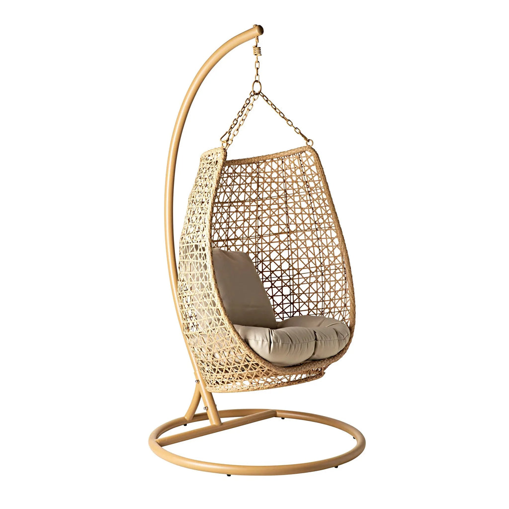 Virasat Single Seater Hanging Swing With Stand For Balcony, Garden (Honey)-VIRASAT FURNITURE & FURNISHING