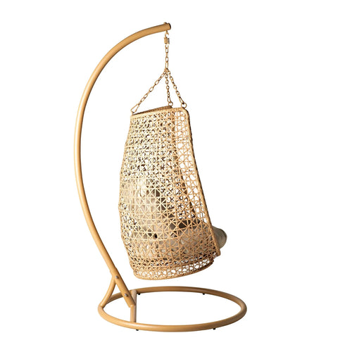 Virasat Single Seater Hanging Swing With Stand For Balcony, Garden (Honey)-VIRASAT FURNITURE & FURNISHING