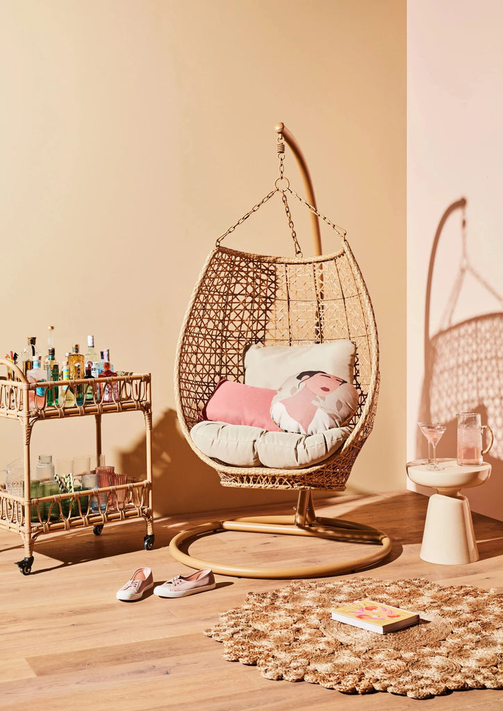 Virasat Single Seater Hanging Swing With Stand For Balcony, Garden (Honey)-VIRASAT FURNITURE & FURNISHING