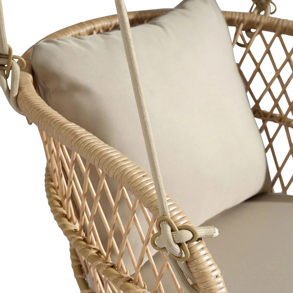VIRASAT FURNITURE Harley Single Seater Hanging Swing Without Stand For Balcony , Garden Swing (Honey)