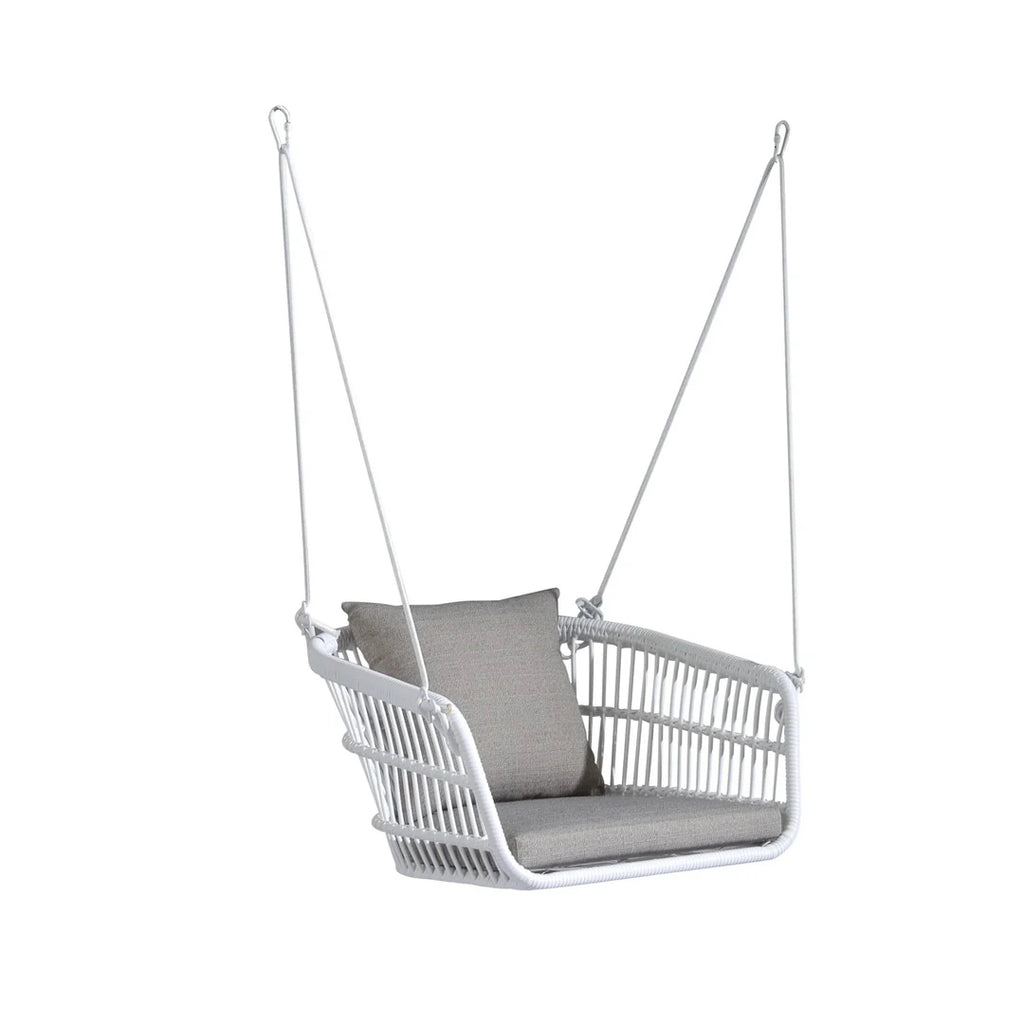 VIRASAT FURNITURE YETA SINGLE SEATER HANGING SWING WITHOUT STAND FOR BALCONY & GARDEN SWING (WHITE)