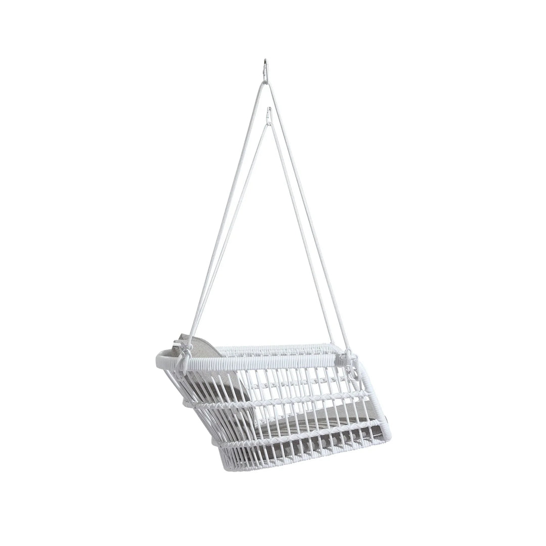 Virasat Yeta Single Seater Hanging Swing Without Stand For Balcony , Garden Swing (White)