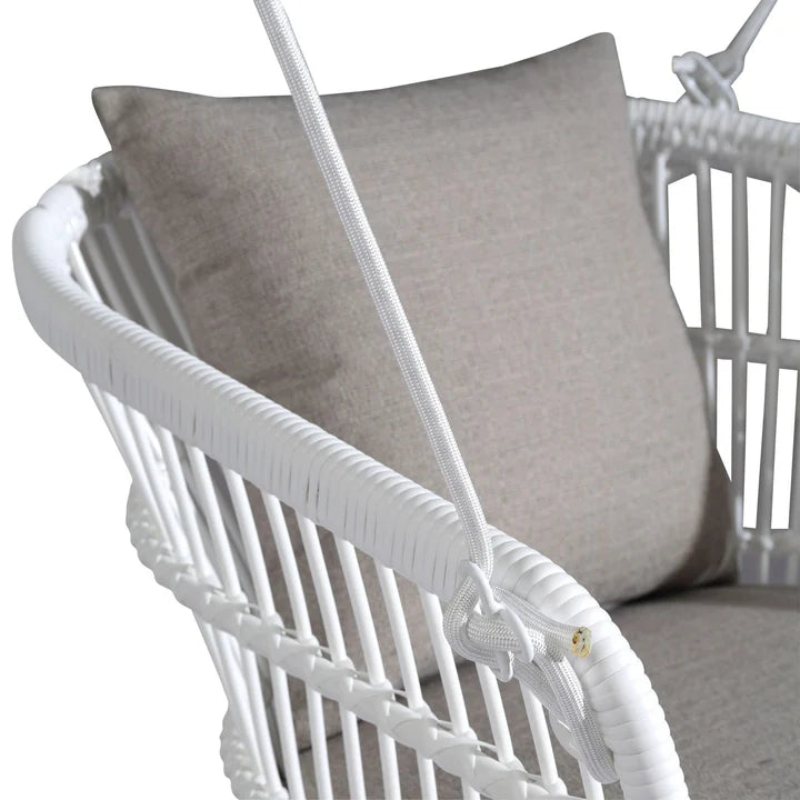 Virasat Single Seater Hanging Swing Without Stand For Balcony, Garden Swing (White)-VIRASAT FURNITURE & FURNISHING