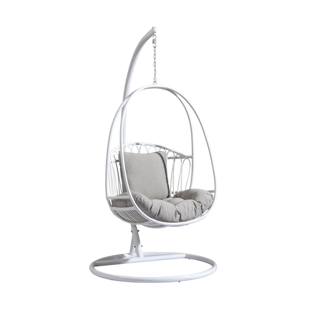 Virasat Single Seater Hanging Swing With Stand For Balcony, Garden (White)-VIRASAT FURNITURE & FURNISHING