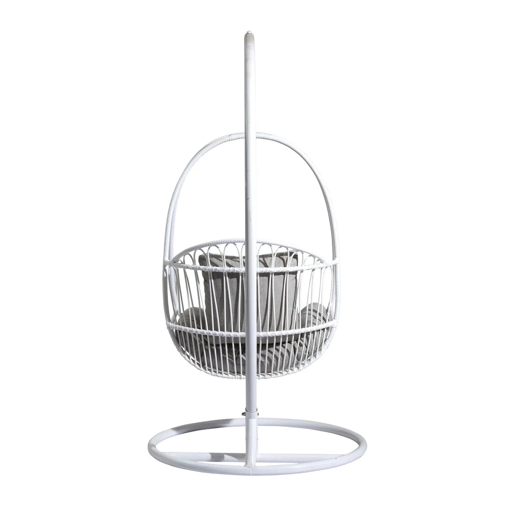 Virasat Single Seater Hanging Swing With Stand For Balcony, Garden (White)-VIRASAT FURNITURE & FURNISHING