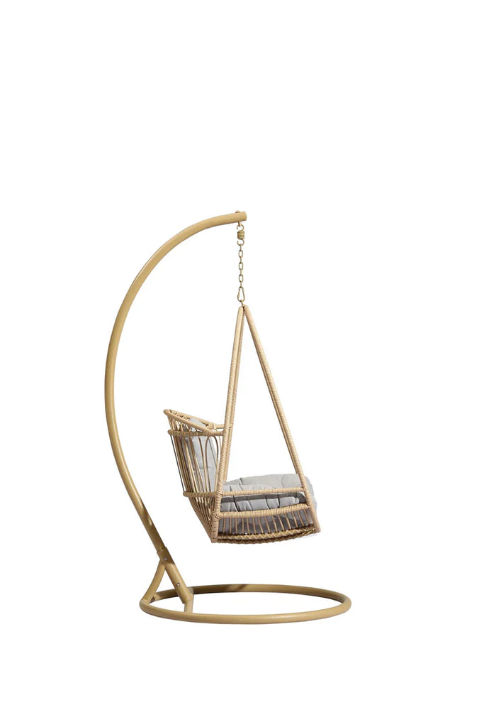 Virasat Single Seater Hanging Swing With Stand For Balcony, Garden (Honey)-VIRASAT FURNITURE & FURNISHING