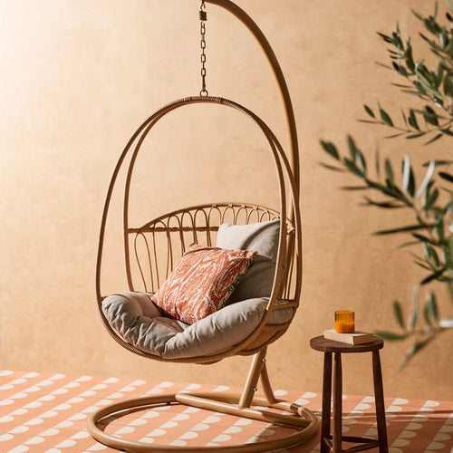VIRASAT FURNITURE FELICE SINGLE SEATER HANGING SWING WITH STAND FOR BALCONY & GARDEN (HONEY)