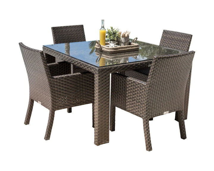 Virasat Napolitano Outdoor Patio Dining Set 4 Chairs and 1 Table (Brown)