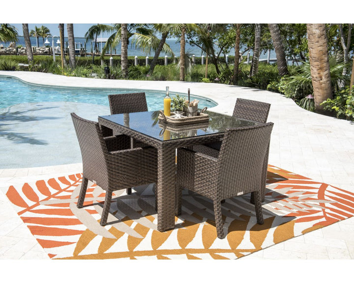 Virasat Napolitano Outdoor Patio Dining Set 4 Chairs and 1 Table (Brown)