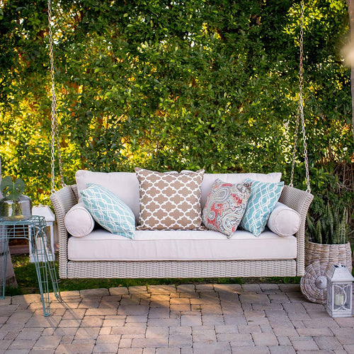 Virasat Double Seater Hanging Swing Without Stand For Balcony, Garden Swing (Beige)-VIRASAT FURNITURE & FURNISHING