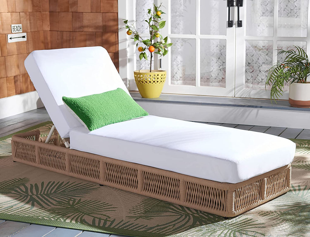 Virasat Outdoor Swimming Poolside Lounger (Tan) Braided & Rope-VIRASAT FURNITURE & FURNISHING