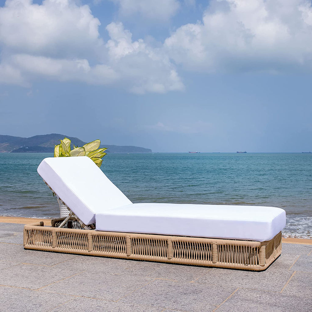 Virasat Outdoor Swimming Poolside Lounger (Tan) Braided & Rope-VIRASAT FURNITURE & FURNISHING