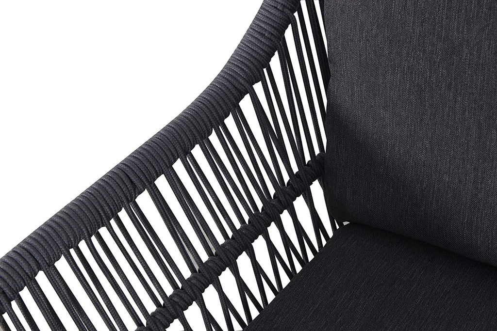 Virasat Outdoor Patio Seating Set 2 Chairs and 1 Table Set (Dark Grey) Braided & Rope-VIRASAT FURNITURE & FURNISHING