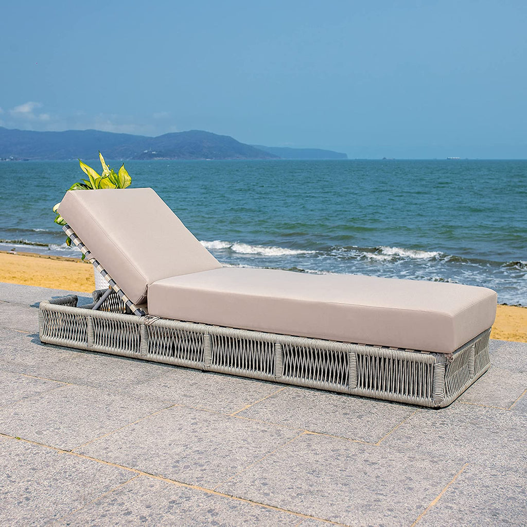 Virasat Outdoor Swimming Poolside Lounger (Grey) Braided & Rope-VIRASAT FURNITURE & FURNISHING