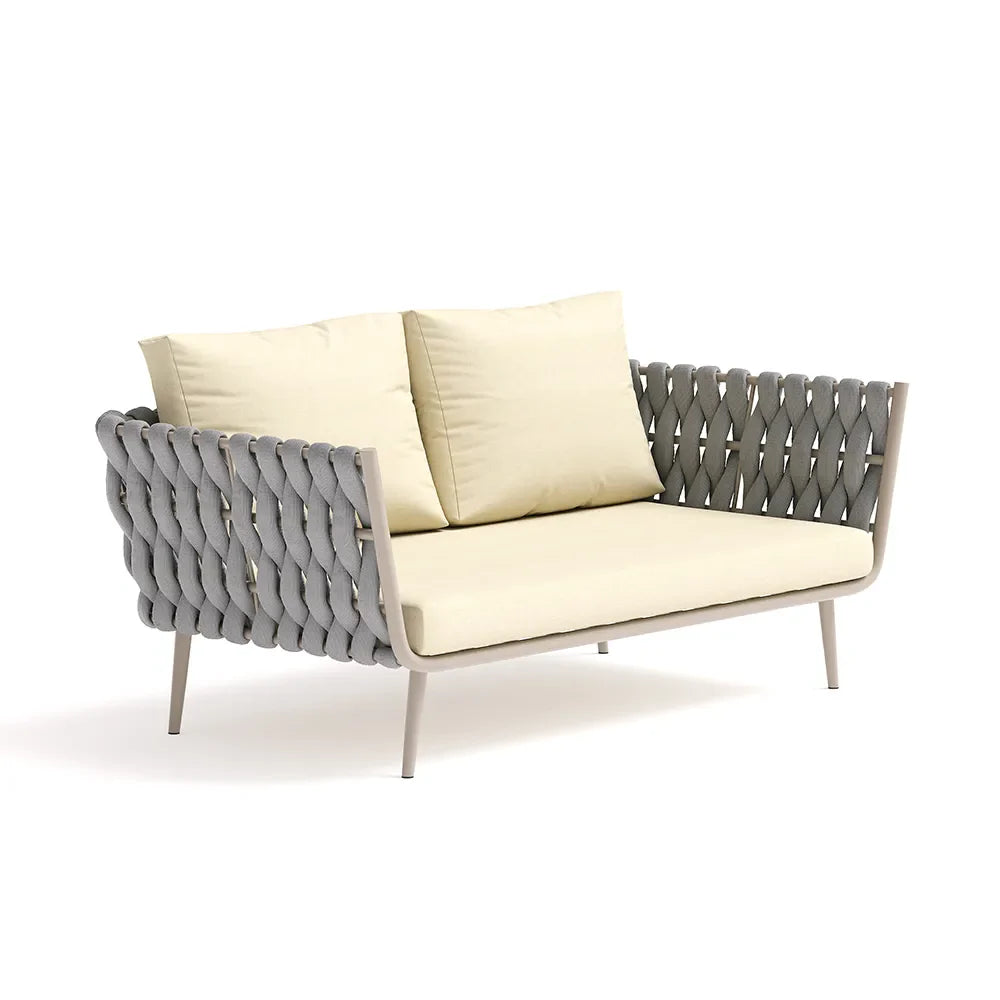 Virasat Outdoor Garden Balcony Sofa Set 2 Seater, 2 Single Seater and 1 Center Table Set, Braid & Rope (Beige + Grey)-VIRASAT FURNITURE & FURNISHING
