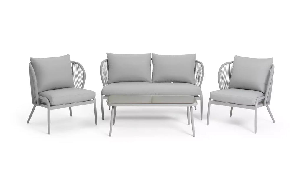 Virasat Outdoor Sofa Set 2 Seater, 2 Single Seater and 1 Center Table Set (Light Silver) Braided & Rope-VIRASAT FURNITURE & FURNISHING